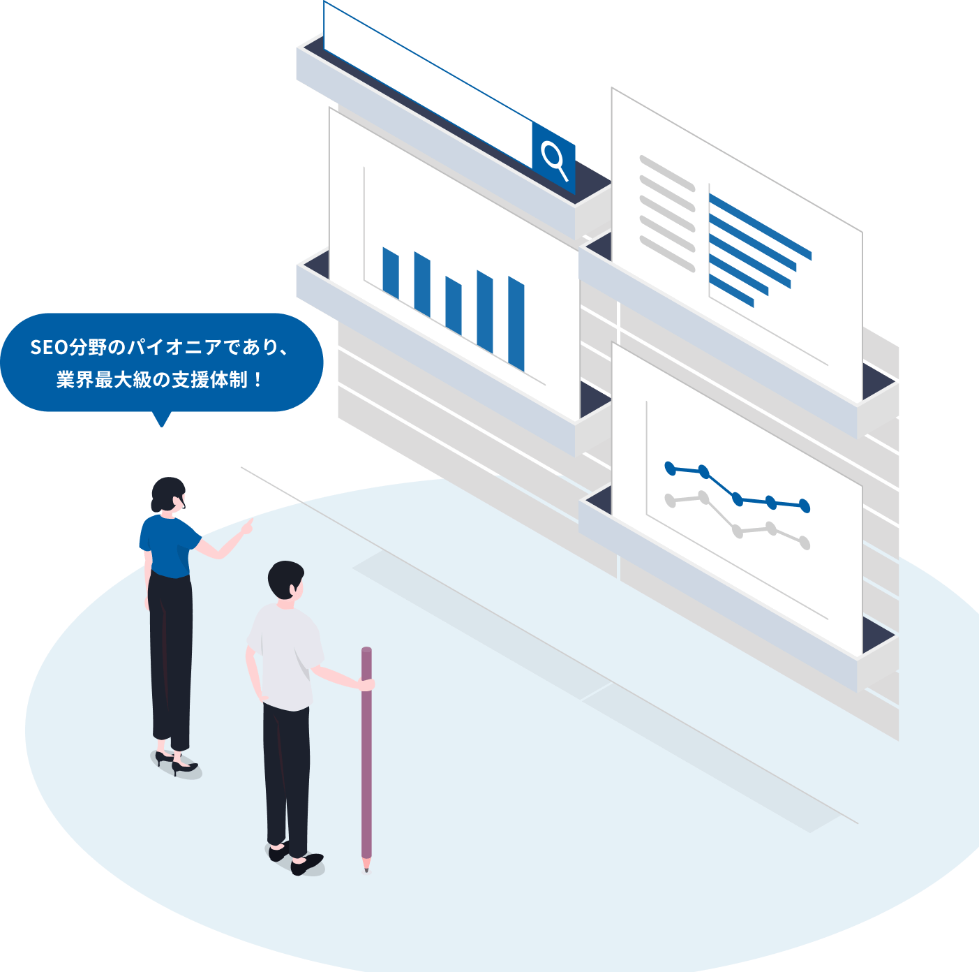  SEO分野のパイオニアであり、業界最大級の支援体制！ 